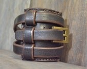 Mens Black Leather Wrap Cuff Bracelet