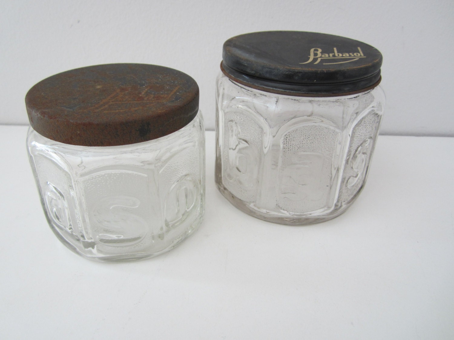 2 Vintage Barbasol Jars with Lids