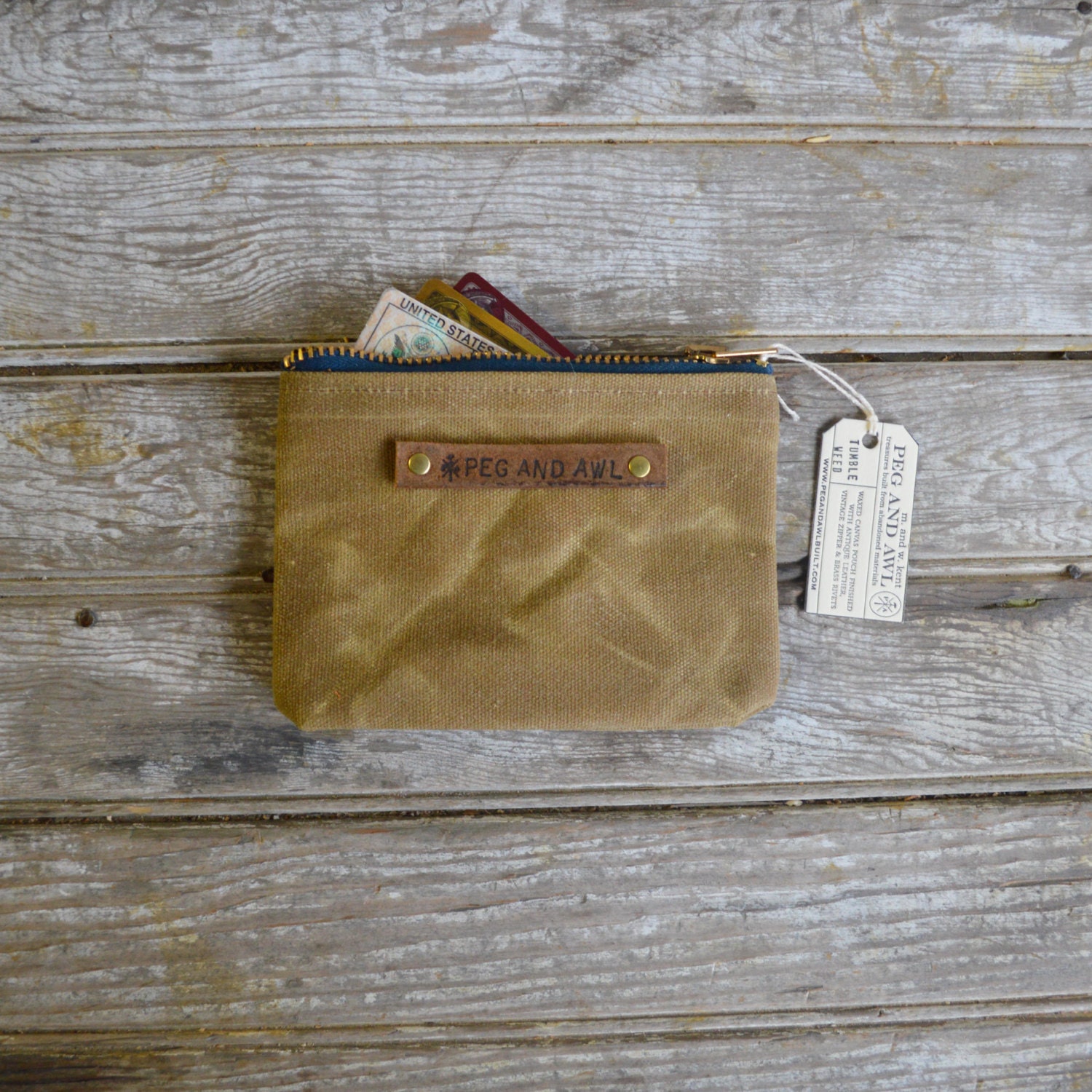 Small Waxed Canvas Pouch: Tumbleweed