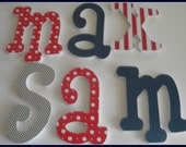 Baby Nursery Wall Letters -RED AND NAVY Theme - avail in any size or font in this shop - 6 inch whimsical shown