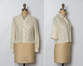 vintage 80s ivory lace blouse
