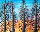 Wall hanging landscape art quilt a golden sunset