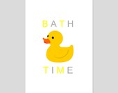 Bath Time 8x10 inches Nursery Print - Yellow and gray- Baby's room- new mom- Splash Splash Baby-