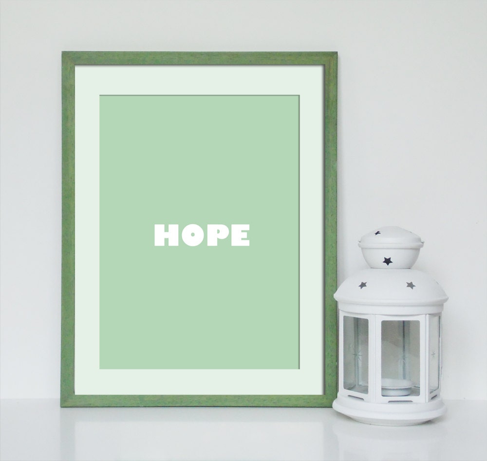 HOPE 5x7 inches mint Typography Art Print-Spring-Pastel color-wall art - MILKANDPAPER