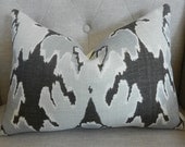 Decorative Designer Lumbar Pillow Cover - Kelly Wearstler for Lee Jofa - 12"X16" -  Bengal bazaar in Graphite - Pattern on the front