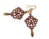 Dangle lace earrings statemant retro vintage inspired bridesmaid lace jewelry,Victorian Steampunk fashion  prom  - Chocolate brown