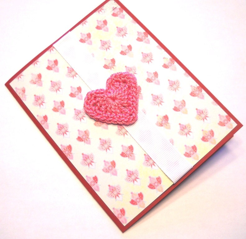 Valentine's Day Card - Crocheted Heart