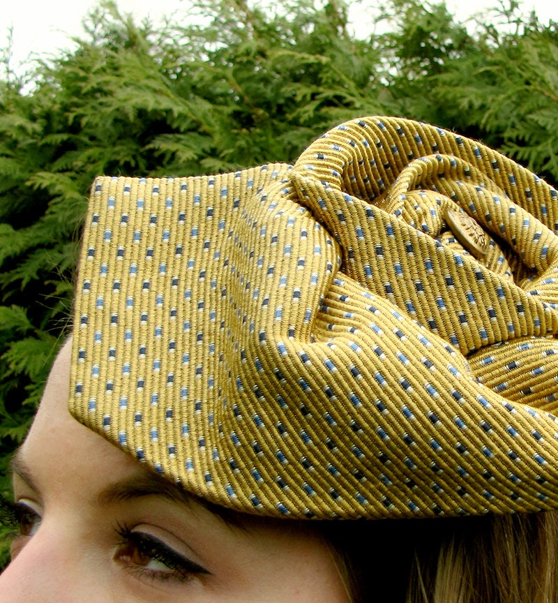 bold gold statement hair piece - an alternative vintage look for the cool modern lady - a reconstructed neck tie by TWEEK