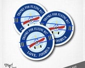 AIRPLANE party favor tags  / birthday tags / 3" circle - Q: 15