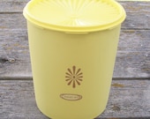 Vintage Tupperware Yellow Sunburst Canister Container with lid 1970s
