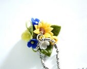 Miniature Polymer Clay Flowers Supplies, Handmade Sunflower Charm Necklace, Jewelry Gifts 1 pcs