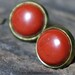 Red Jasper Cabochon Post Earrings - Memory