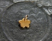 Initial Gold Flower Charm, Custom Stamped Letter Personalized Gold Vermeil Pendant - Add a Dangle