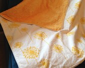 Yellow Minky and cotton Dandelion Baby Blanket