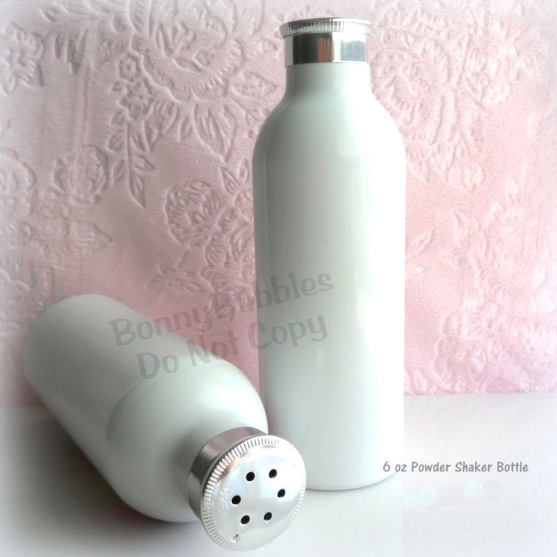 Metal Body Powder Bottle - 6 oz - white aluminum shaker sifter style