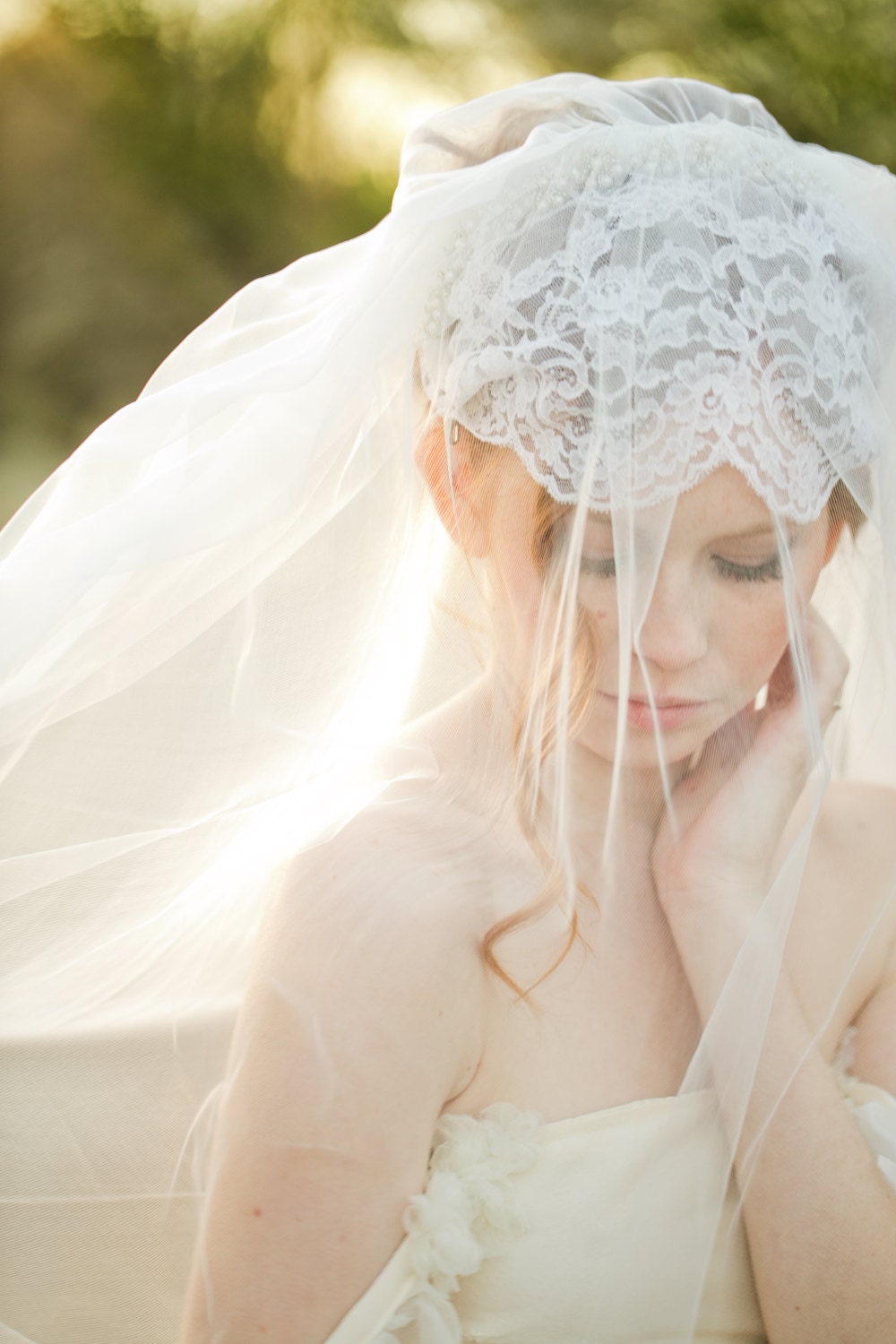 Vintage french lace cap veil style 700