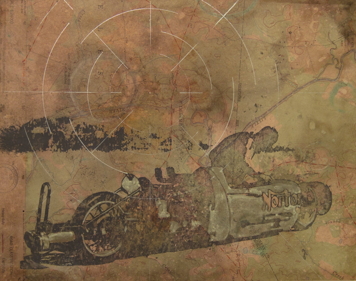 Bonneville Salt Flats - Motorcycle Map Art - Land Speed Record Norton - Mixed Media