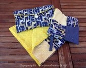 Baby patchwork set blanket, diaper changing pad/clutch and wet bag sewn accessories minky cotton giraffes