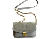 Hearts Leather Soft Green, handmade, heart, shoulder bag, grey leather bag, elegant bag