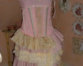 Anionettes Village The Madiline Makers Dress Pink and Cream with Stripes and Delites