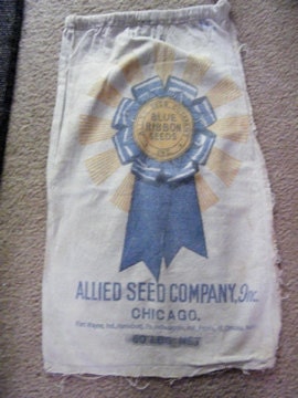 Seed Bag / Cotton / Blue Ribbon / Farm Fresh / 22" X 14"