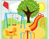 Park Play Cute Digital Clipart for Invitations, Card Design, Scrapbooking, and Web Design, Park Clipart Il_170x135