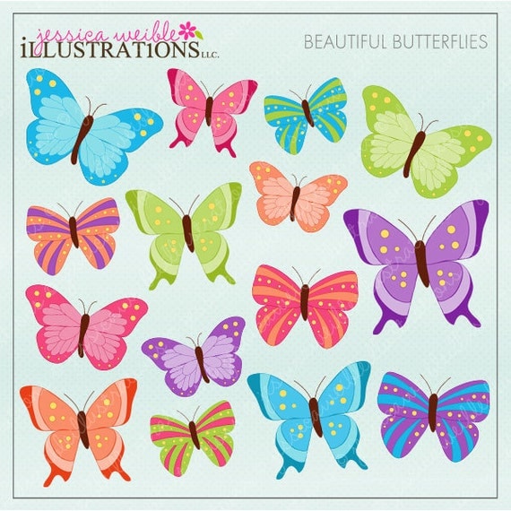 Beautiful Butterflies Cute Digital Clipart for Card Design, Scrapbooking, and Web Design Il_570xn