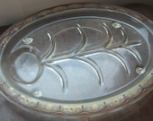 Large Antique Inland Glass Footed Fish or Meat Platter 1960s