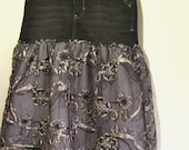 unique denim skirt for women or teens, black and gray lace