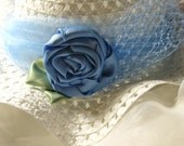 summer hat for little girls white and baby blue