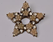 Vintage Star Brooch with Pearl Beads