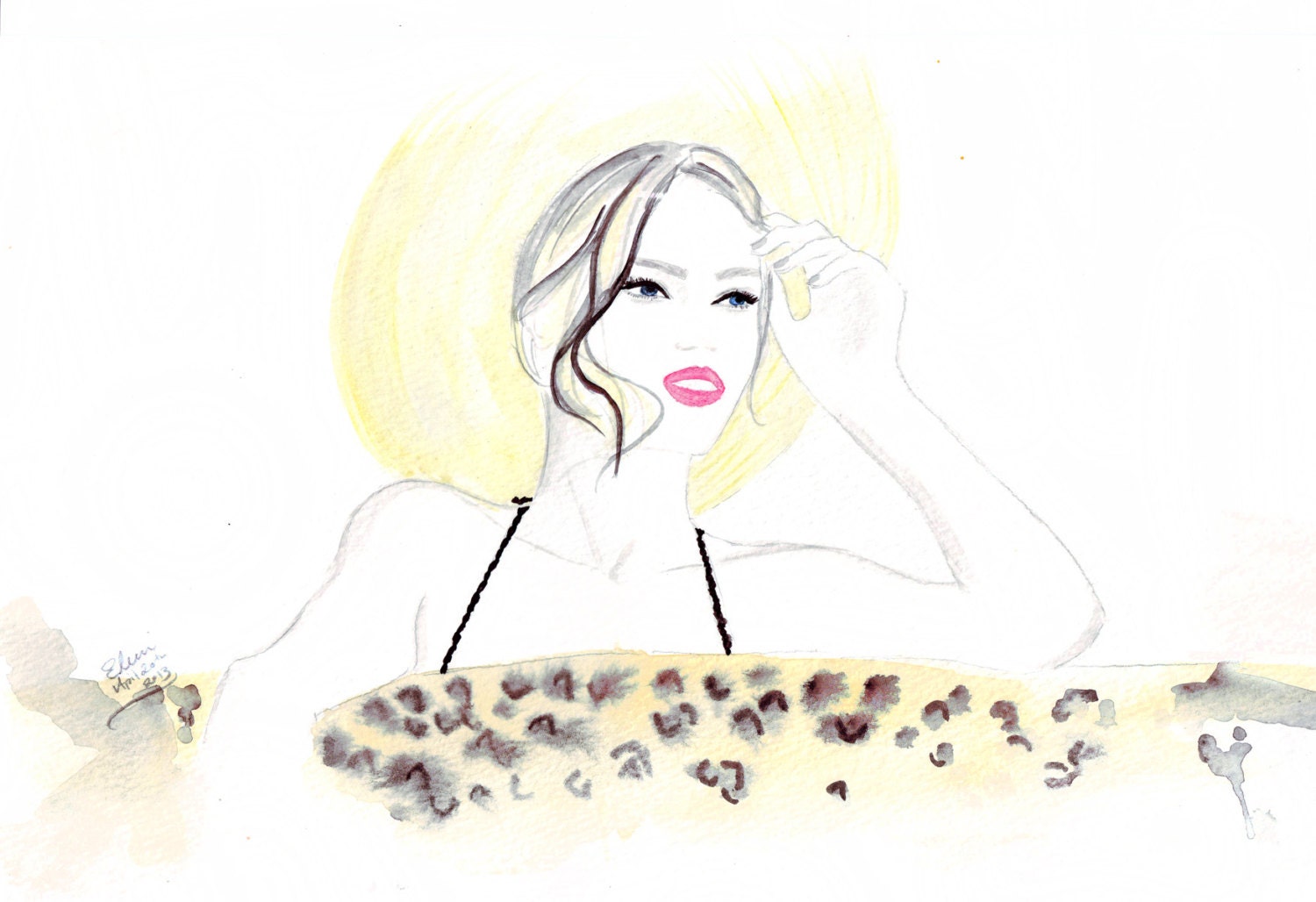 Print of Watercolour illustration by Eleni - Titled Summer & Dior