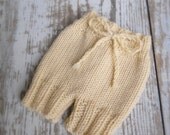 Knit Shorts, Newborn Baby, Knitted Infant Photo Prop, Spring Sale, Biscuit, Custom Colors Avail. Over 40 Colors Options, NB 0-3 Mo.