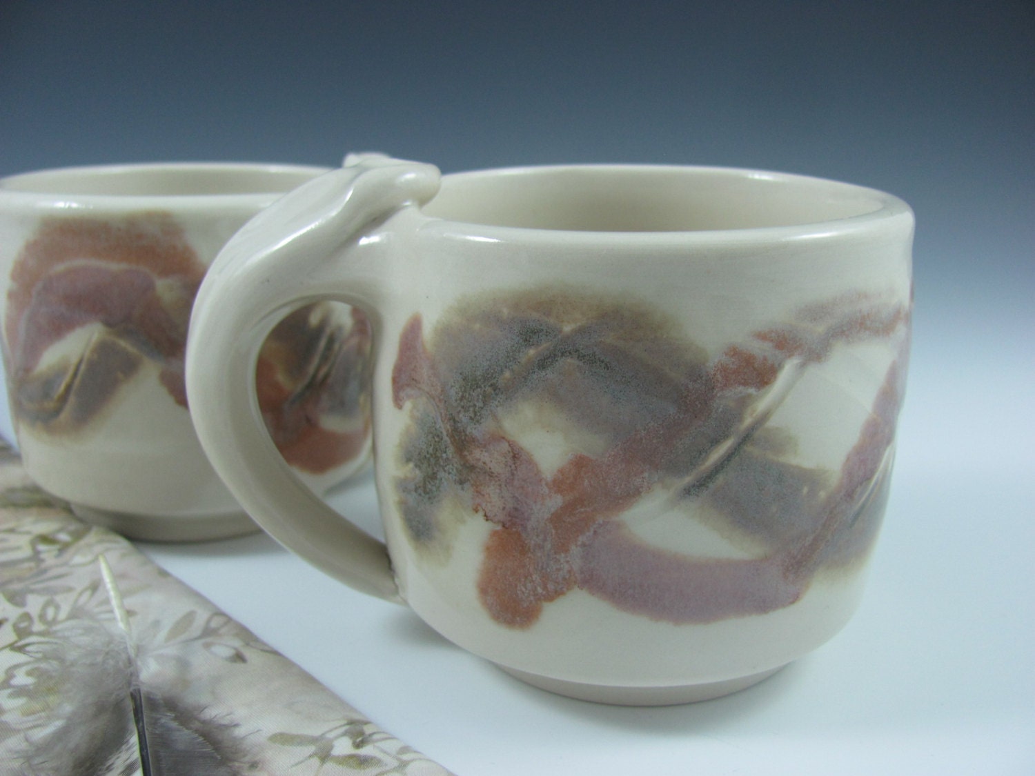 Porcelain White and Pastel Mug Cup Ceramic, Handmade by Licia Lucas Pfadt