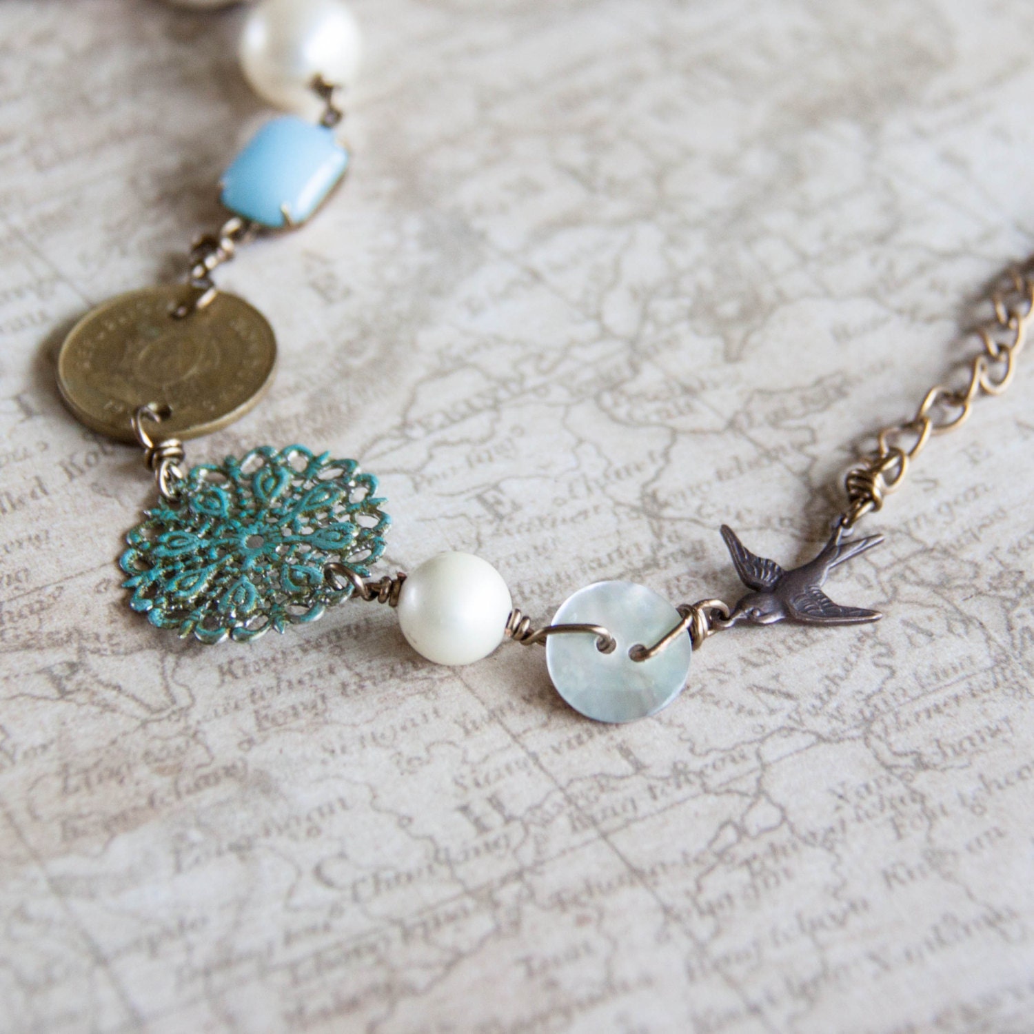 vintage and repurposed linked treasures / puerto cortes bracelet