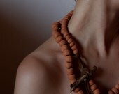OOAK Versatile terracotta statement ceramic necklace - Threaded memories - made to order