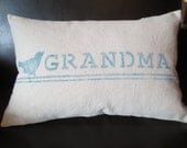 Aqua Bird Grandma Pillow