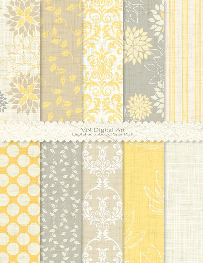 Digital Scrapbook Paper Pack (8.5x11"-300 dpi) -- Instant Download -- 10 Digital papers -- Fresh 492
