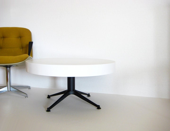 Mid century drum top coffee table
