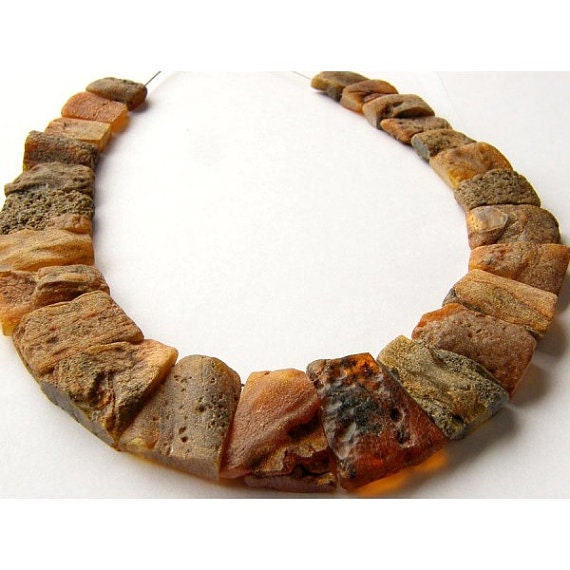 Jewelry Linen Necklace / Spring Beads Baltic Amber One of a Kind Natural Amber Stone