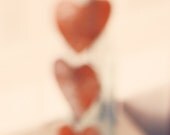 Valentine photography red surreal hearts abstract soft focus photograph red cream pale blue 8x10 wall art print