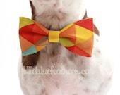 Bright Retro Geometric Dog Bow Tie - Dog Collar Accessories