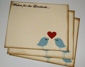 Wedding Guest Book Alternative Cards - Set of 50 - Kissing Love Birds Wedding Wishes