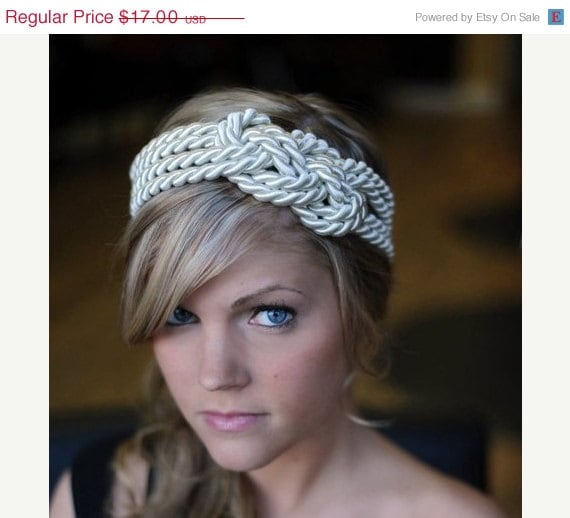 Large ivory sailor knot headband