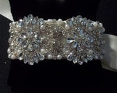 Crystal Bridal Cuff Bracelet Pearl Silver - Emma our Couture Wedding Bracelet