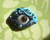 SALE Irregularity Snake Goddess Brown Hazel Reptile Mermaid Dragon Evil Eye Pendant of Protection 100 Year Old Antique Glass Eye Prosthetic