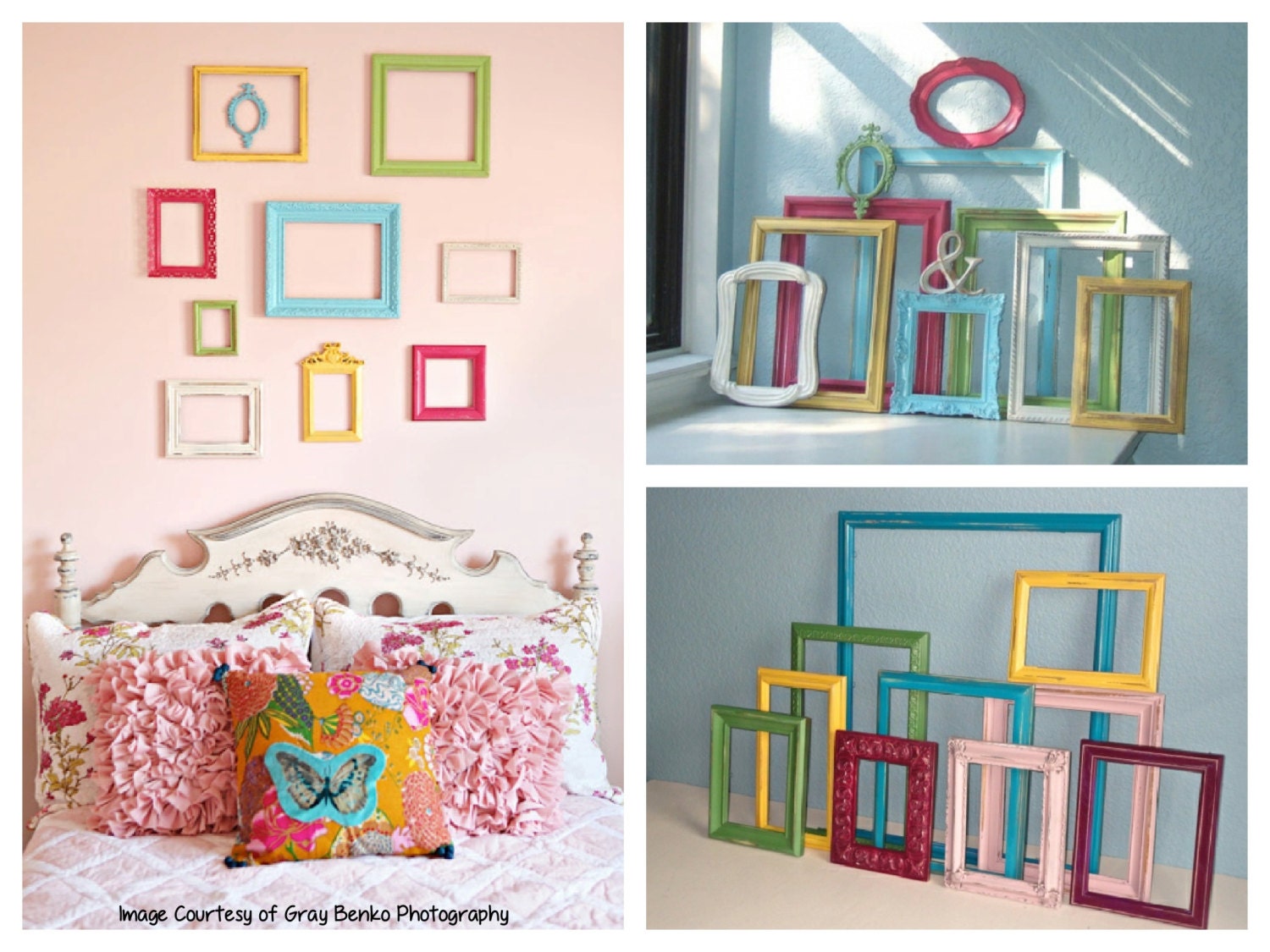 Shabby Chic Frames:  Set of 10 Open Back Wall Frames