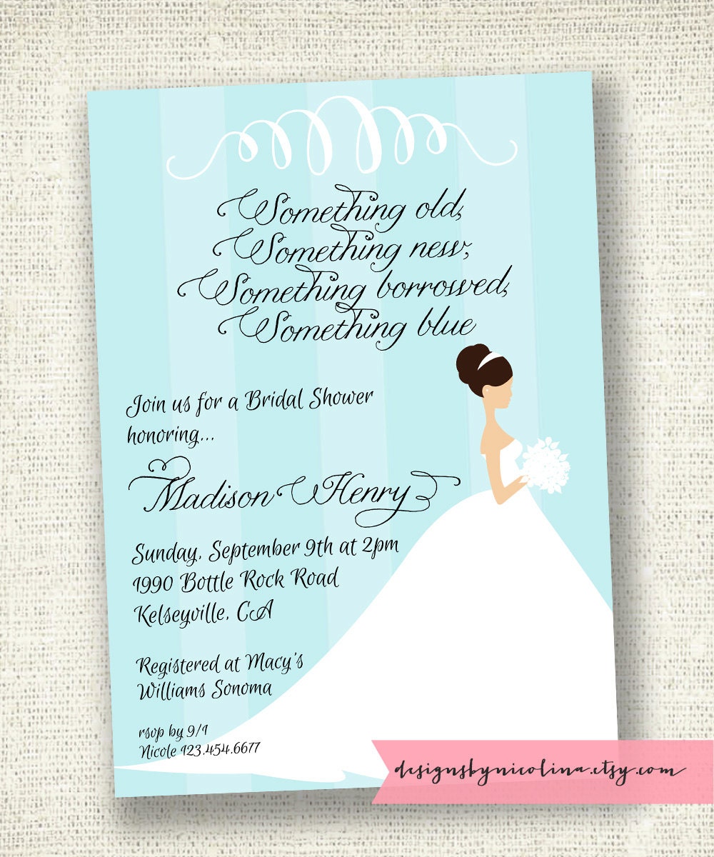 Something Blue Custom Bridal Shower PRINTABLE Invitations