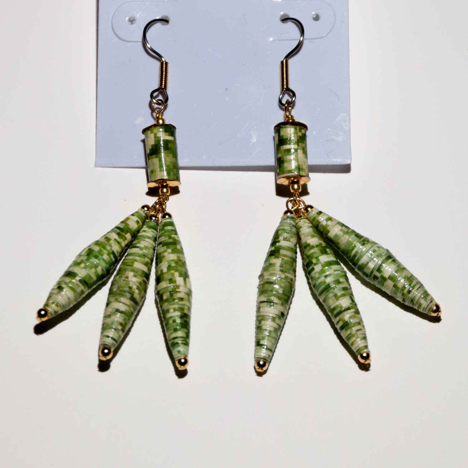 Eco Friendly Paper Beads Earrings - Choose Green or Lavender