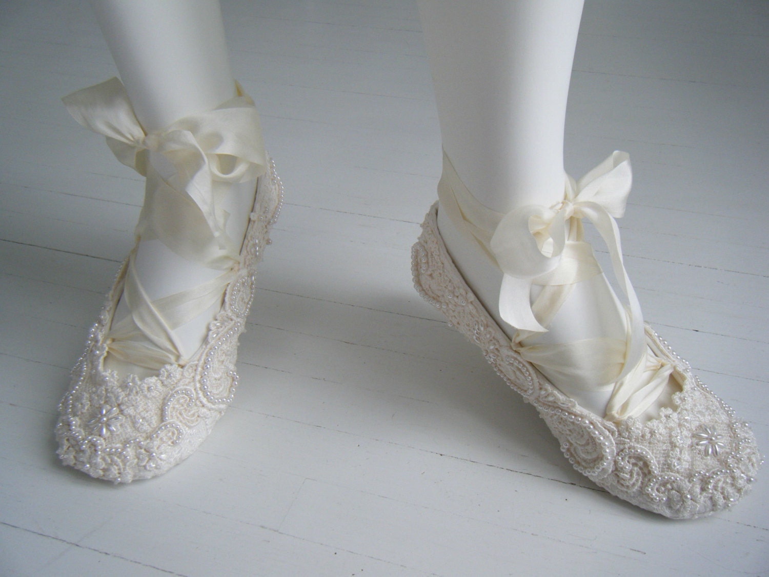 Ivory Ballet Flats, Wedding Shoes, Bridal Ballet Flats, Custom Made, Bridal Shoes, Lace, Bobka Shoes by BobkaBaby